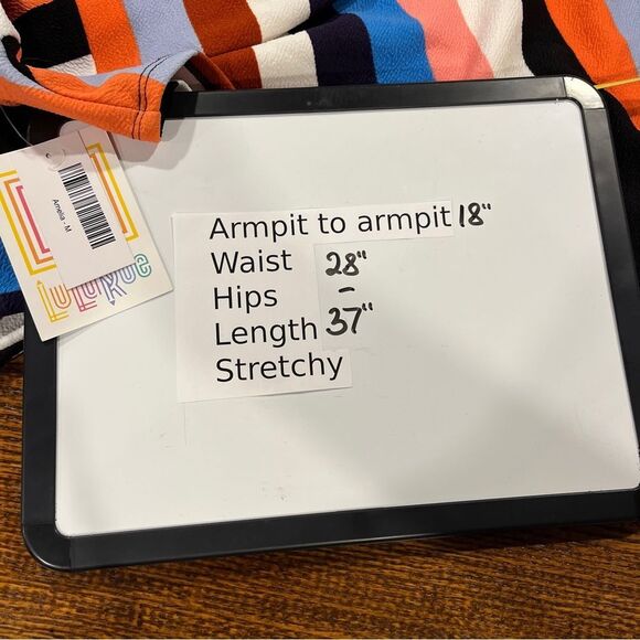 LuLaRoe Amelia Multicolor Striped short sleeve knee length Dress size medium - Picture 10 of 13